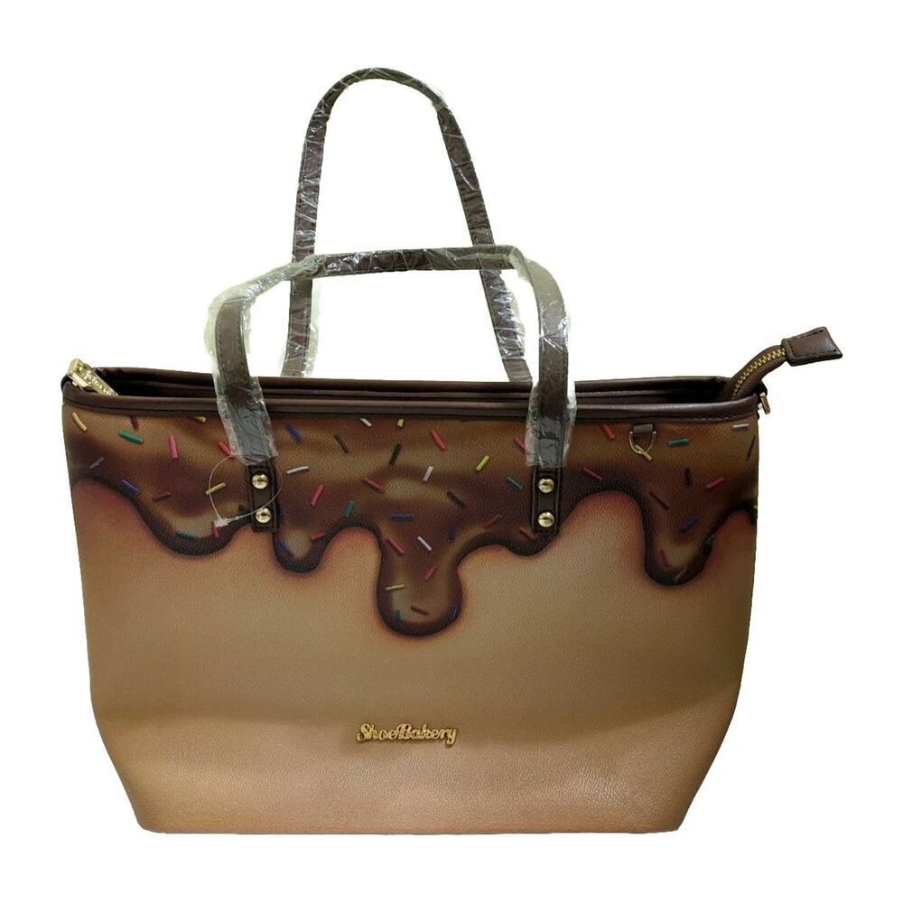New SHOE BAKERY Brown Sprinkle Donut Pop Art Tote Shoulder Bag Purse Yummy